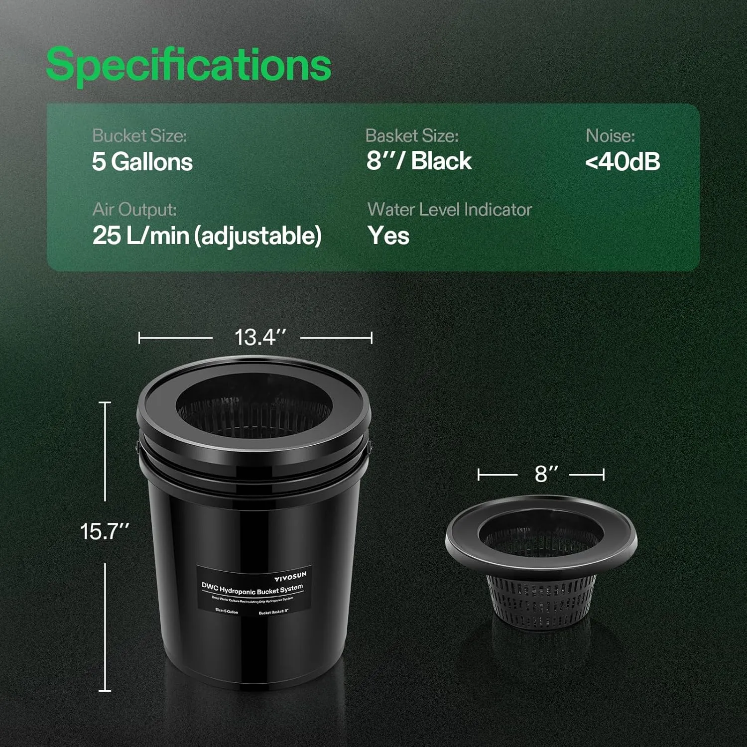 VIVOSUN DWC Hydroponics Grow System with Top Drip Kit, 5-Gallon Deep Water Culture, Recirculating Drip Garden System with Multi-Purpose Air Hose, Air Pump, and Air Stone (4 Buckets   Top Drip Kit)