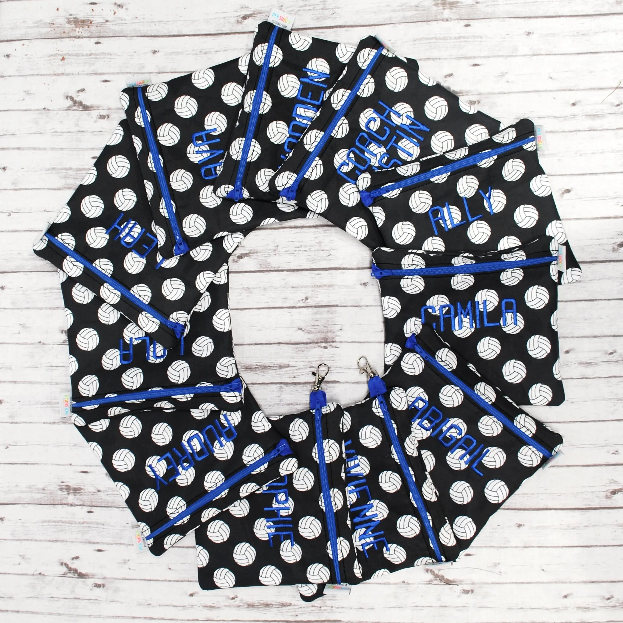 Volleyballs on Black Personalized Reusable Food Bag