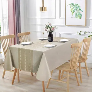 Vonabem 100% Waterproof Rectangle PVC Tablecloth, Vinyl Table Cloth Cover Oil Proof Spill Proof Wipeable Plastic Table Cloths for Indoor and Outdoor Use(Coffee, 60X120IN)