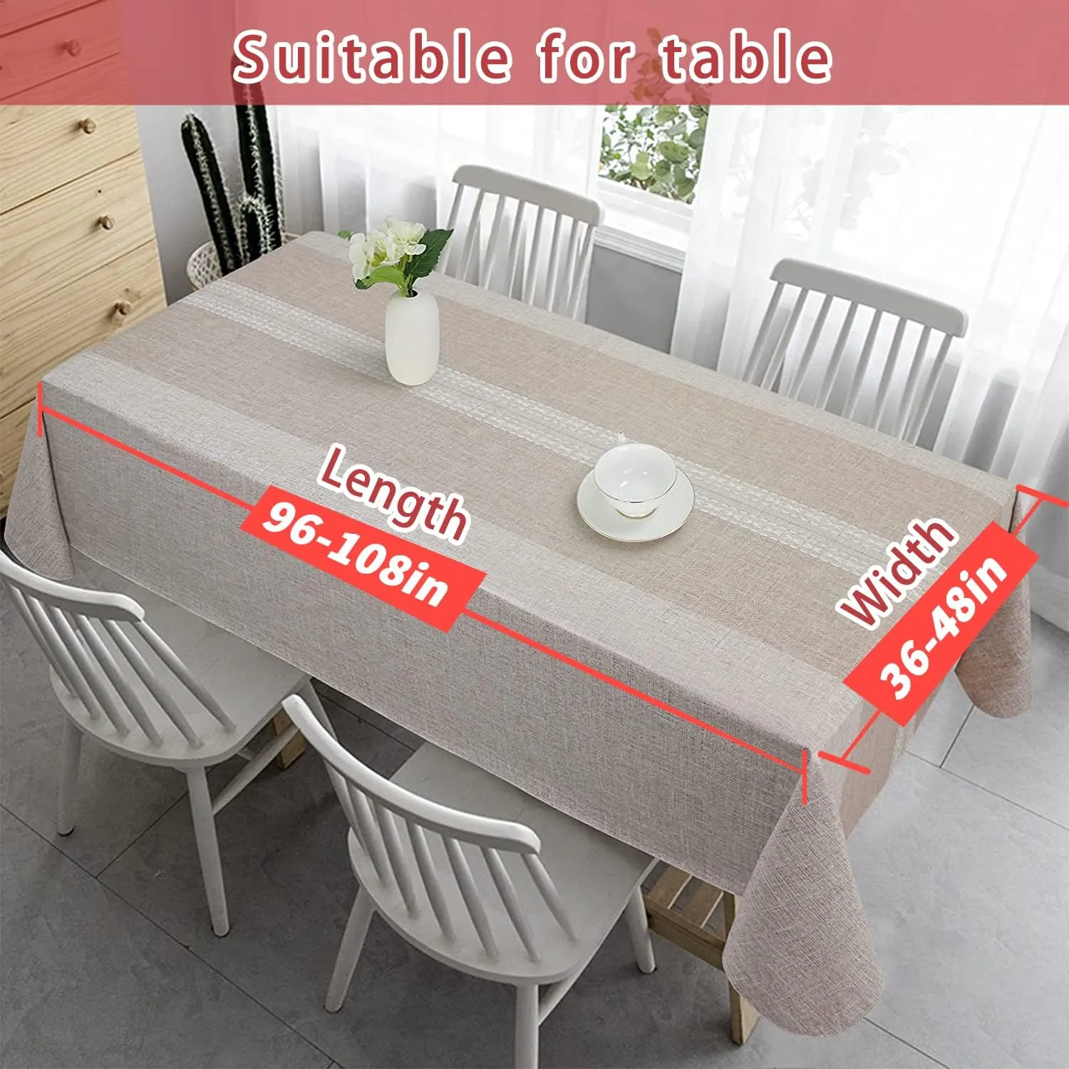 Vonabem Vinyl Tablecloth with Flannel Backing, Plastic Water Oil Proof Rectangle Table Cloth Cover, PVC Table Cloths for Camping Picnic Dining Indoor Outdoor(Green,60X120IN)