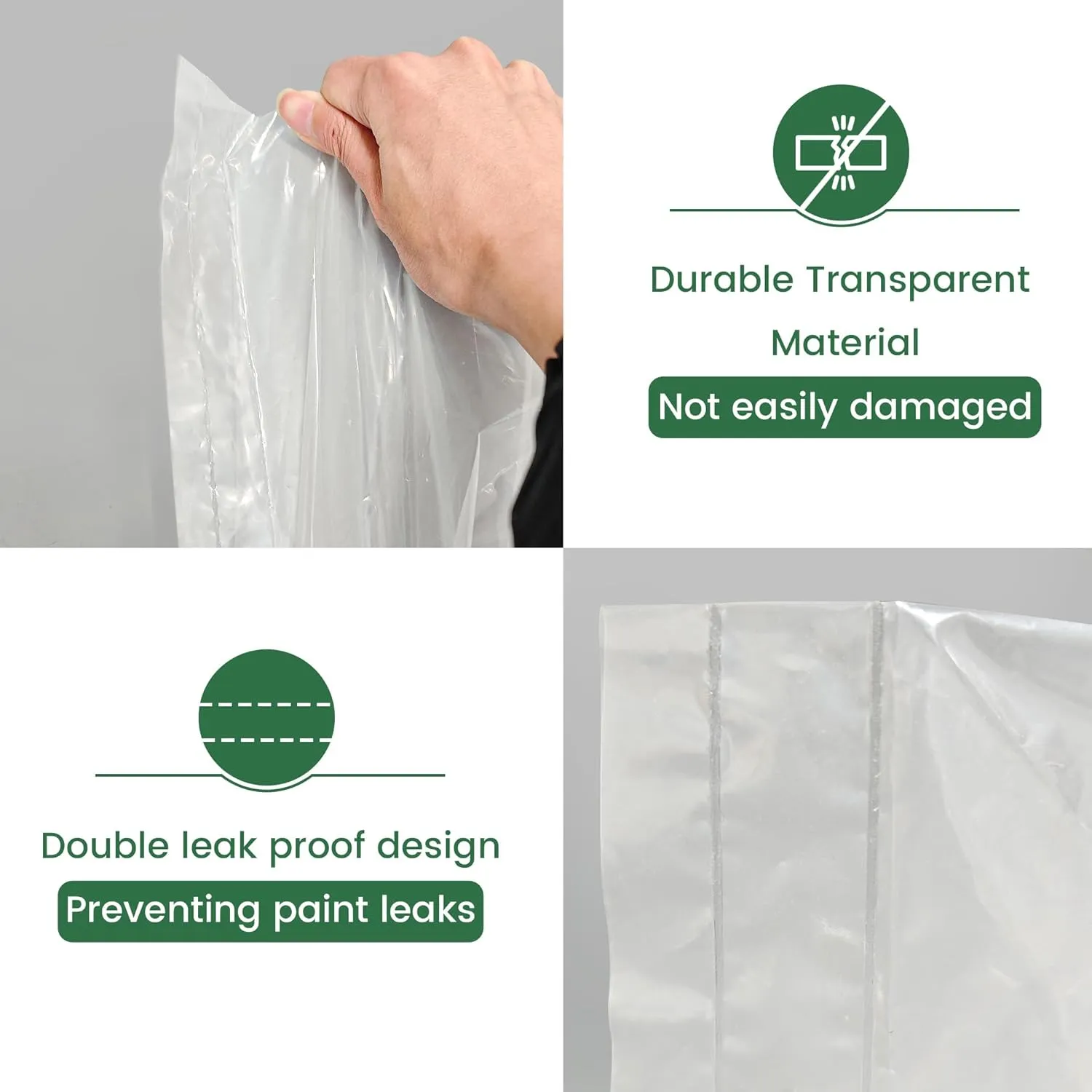 VOOMEY Paint Bucket Liner, 18-Inch Plastic Paint Bucket Liner Bag, 5pcs,Reinforced Bottom, Large Capacity Liner with Elastic Opening