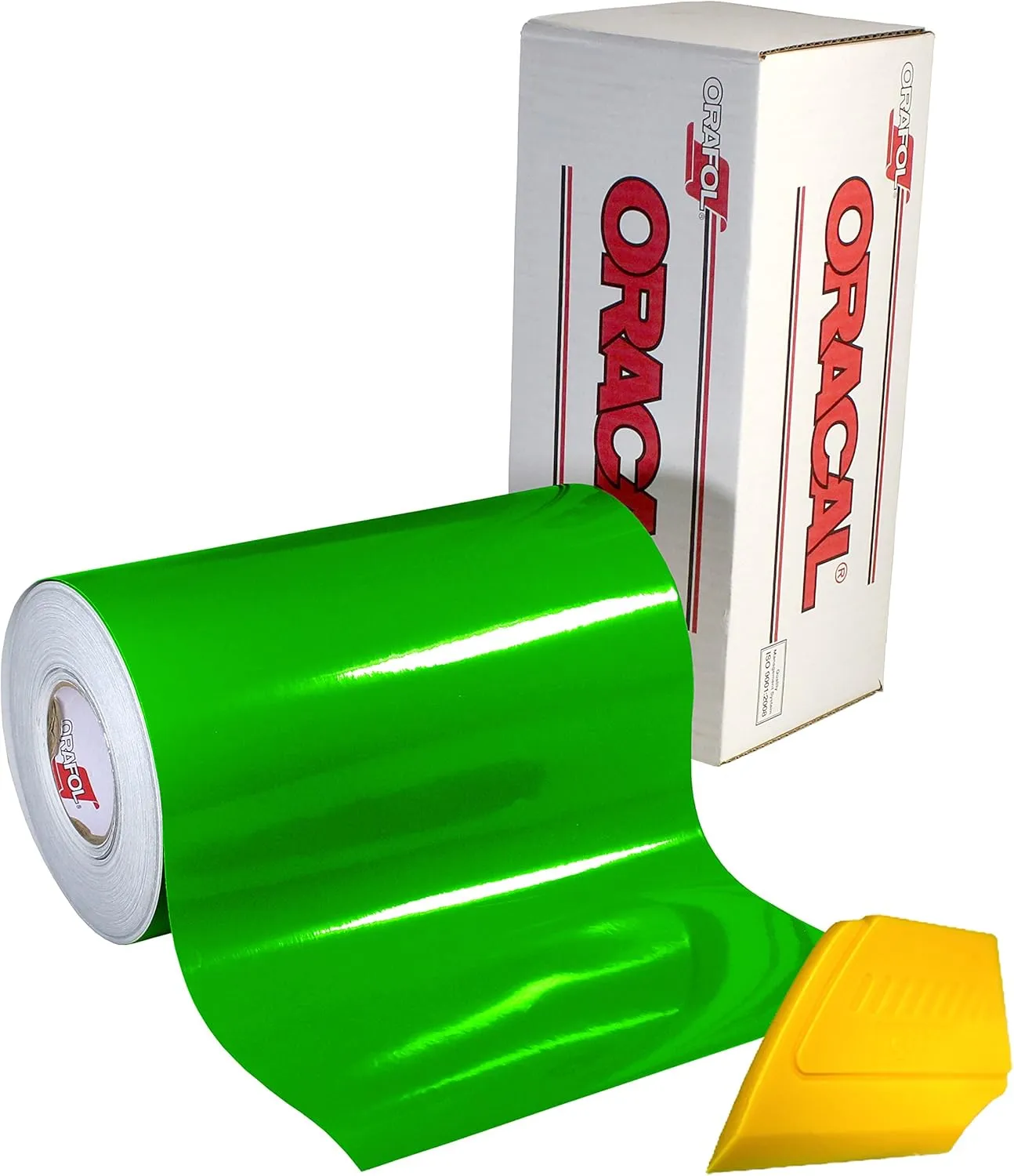 VViViD ORACAL 651 12x 30ft Gloss Vinyl Choose Color Solvent-Based Adhesive-Backed Calendared Wrap Decals w/Yellow Multi-Purpose Squeegee (Yellow Green)