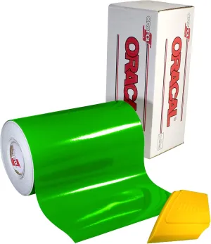 VViViD ORACAL 651 12x 30ft Gloss Vinyl Choose Color Solvent-Based Adhesive-Backed Calendared Wrap Decals w/Yellow Multi-Purpose Squeegee (Yellow Green)