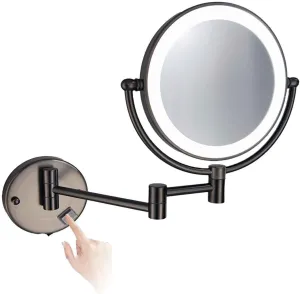 Wall Mount Makeup Mirror with Light LED Lighted 10X Magnification 8 inches，360° Swivel Extendable LED Bathroom Vanity MirrorSilver Hardwired(Gun Gray,Plugln)