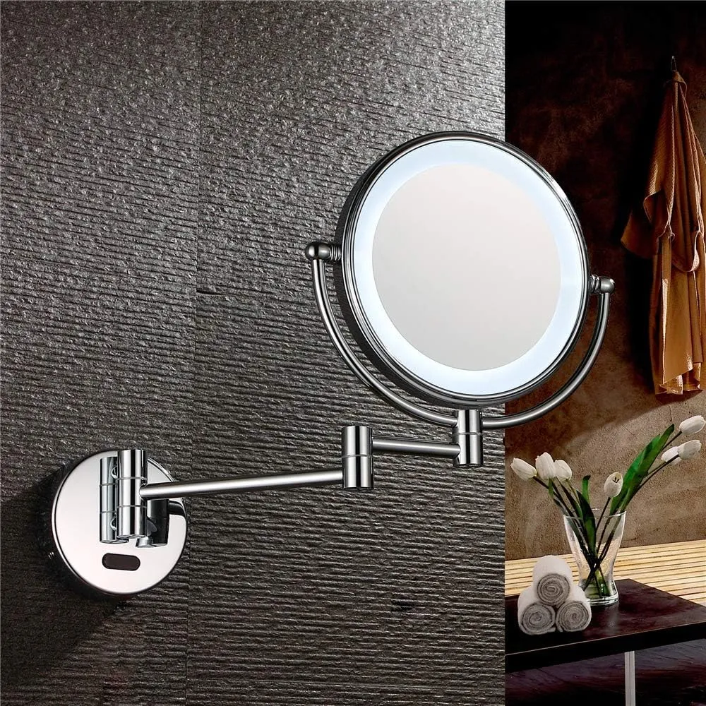 Wall Mount Vanity Makeup Mirrors Human Body Induction Hotel Bathroom Shaving Magnifying Cosmetic Wall Mirrors (Size : 3X)
