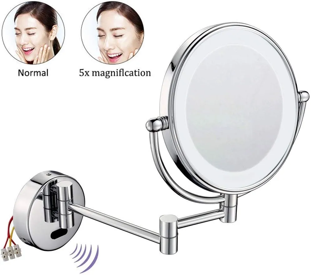 Wall Mount Vanity Makeup Mirrors Human Body Induction Hotel Bathroom Shaving Magnifying Cosmetic Wall Mirrors (Size : 3X)