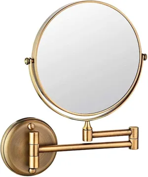Wall Mounted Bathroom Mirror, Round Make Up Mirror 360 Rotation Double-Sided Makeup Mirror,Ideal for Applying Make-up(Antique Color,3X)