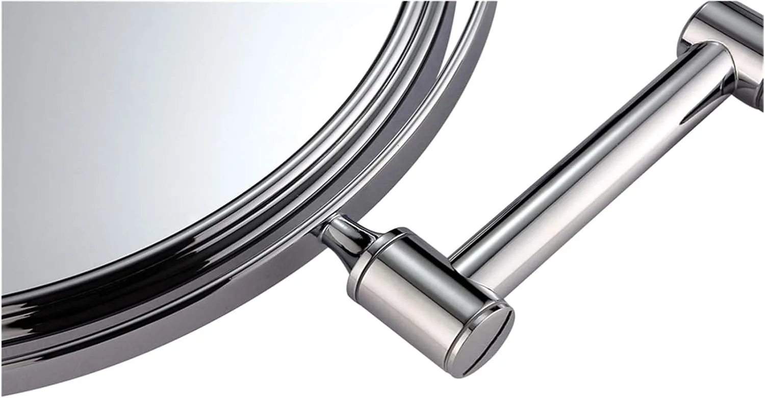 Wall Mounted Lighted Makeup Mirror 8 Inch Double Sided Vanity Mirrors with Magnifying, Bathroom Extendable Swivel Cosmetic Mirrors(Chrome,5X)