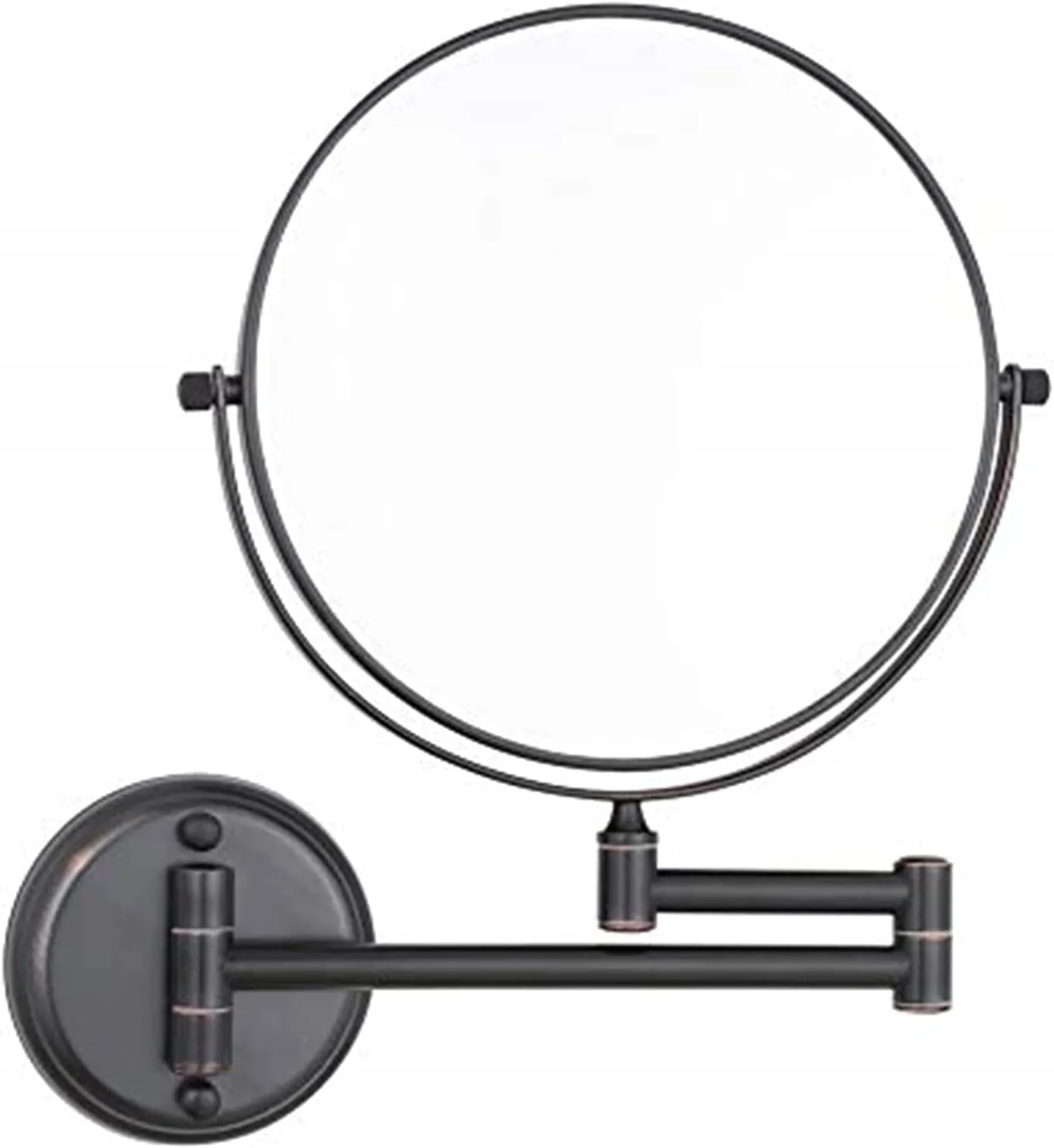 Wall Mounted Makeup Mirror, 8 inch Black Double Sided Magnifying Shaving Mirror, 360° Swivel Extendable Folding Bathroom Vanity Mirrors,3X
