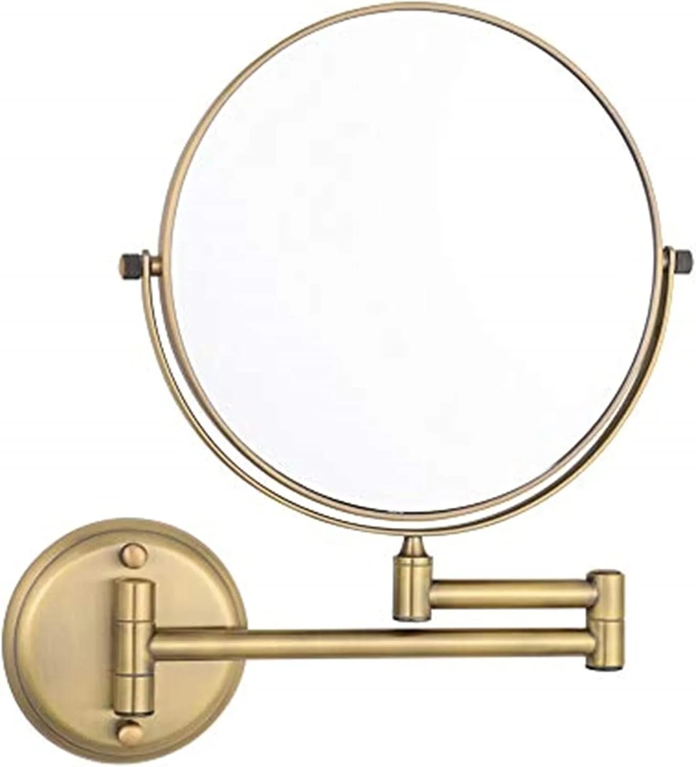 Wall Mounted Makeup Mirror, 8 inch Brass Double Sided Magnifying Shaving Mirror, 360° Rotatable Extendable Folding Bathroom Vanity Mirrors,5X (Color : 3X)