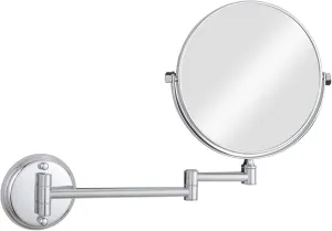 Wall Mounted Makeup Mirror, 8 inch Chrome Finish 360° Rotatable Magnifying Shaving Mirror, Rotatable Extendable Folding Bathroom Vanity Mirrors