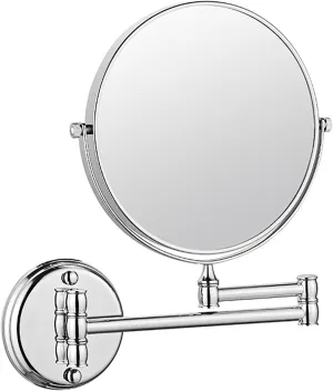 Wall Mounted Makeup Mirror, 8 inch Chrome Finish Double Sided Magnifying Shaving Mirror, 360° Swivel Extendable Bathroom Round Vanity Mirrors,5X (Color : 3X)
