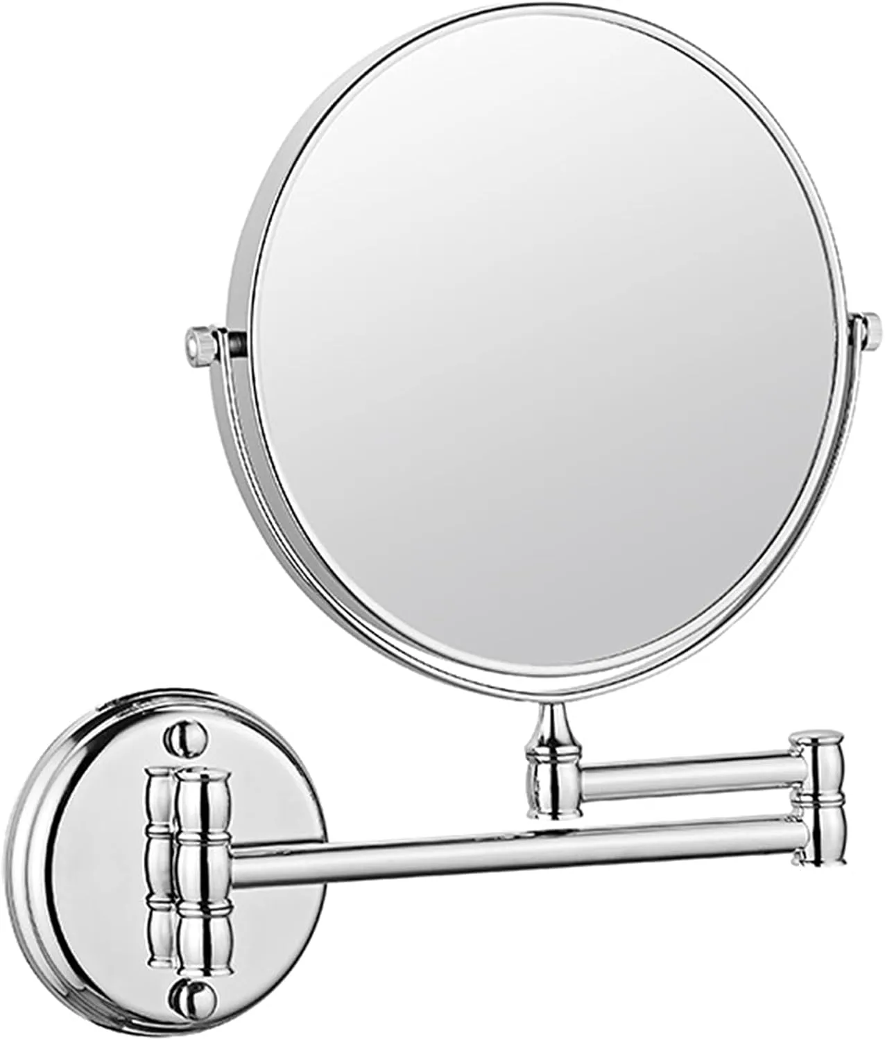 Wall Mounted Makeup Mirror, 8 inch Chrome Finish Double Sided Magnifying Shaving Mirror, 360° Swivel Extendable Bathroom Round Vanity Mirrors,5X (Color : 3X)