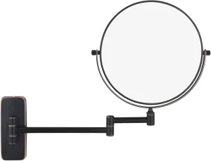 Wall Mounted Makeup Mirror, 8 inch Double Sided Magnifying Shaving Mirror, Extendable Arm Bathroom Round Vanity Mirrors,Chrome,7X (Color : Black, Size : 5X)