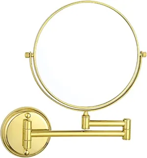 Wall Mounted Makeup Mirror, 8 inch Gold Double Sided Magnifying Shaving Mirror, 360° Swivel Extendable Folding Bathroom Vanity Mirrors,10x (Color : 5X)