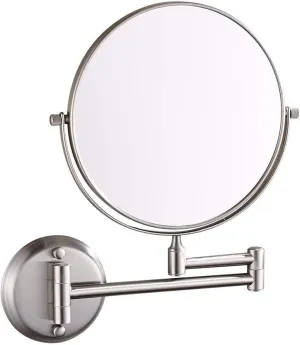 Wall Mounted Makeup Mirror, 8 inch Nickel Finish Double Sided Magnifying Shaving Mirror, 360° Swivel Extendable Folding Bathroom Vanity Mirrors,10x (Color : 3X)