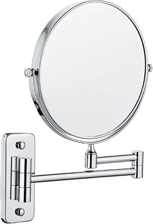 Wall Mounted Makeup Mirror, 8Inch Double Sided Shaving Mirror with Magnifaction, 360 Swivel Extendable Arm Bathroom Vanity Mirrors,Gold,3X (Color : Silver, Size : 5X)