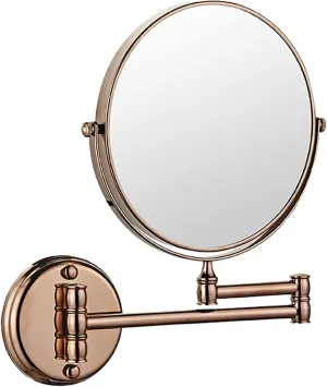 Wall Mounted Makeup Mirror, 8Inch Double Sided Shaving Mirror with Magnifaction, 360 Swivel Extendable Bathroom Vanity Mirrors,Silver,5X (Color : Rose Gold, Size : 5X)
