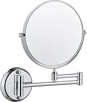 Wall Mounted Makeup Mirror, 8Inch Round Double Sided Magnifying Shaving Mirror, Bathroom 360 Swivel Extendable Vanity Mirrors,Nickel,10X (Color : Silver, Size : 7X)