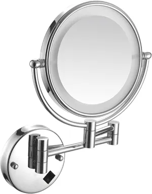 Wall Mounted Makeup Mirror Chrome Double Sided Wall Mounted 360° Swivel Vanity Mirror with Extendable Arm,Plug in(USB,3X)