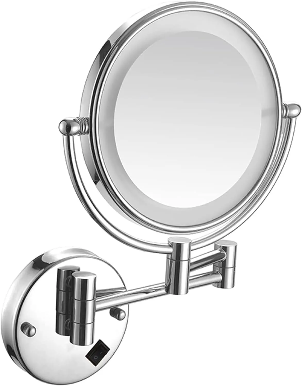 Wall Mounted Makeup Mirror Chrome Double Sided Wall Mounted 360° Swivel Vanity Mirror with Extendable Arm,Plug in(USB,3X)