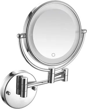 Wall Mounted Makeup Mirror Lighted, 8-Inch Double-Sided, 360° Swivel, Shaving Mirror for Bathroom & Cosmetic Use(7X)