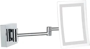 Wall Mounted Makeup Mirror with 3X Magnification, 8 Inch Chrome Finish Extendable LED Lighted Shaving Vanity Mirrors, Plug Powered