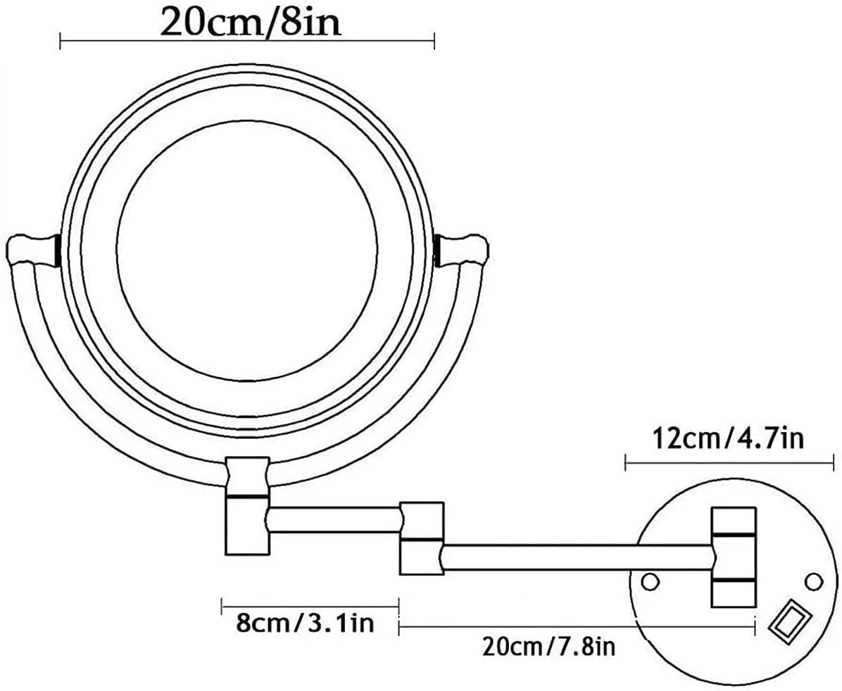 Wall Mounted Makeup Mirror X 10 Magnifying Led Lighted Vanity Mirror,360° Swivel Extendable Vanity Mirror,Double Sided Bathroom Mirror for Cosmetic St