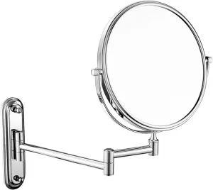 Wall-Mounted Makeup Mirror,Metal Copper 8 Inch Vanity Mirror,3 Times Square Shaving Mirror,Double Sided Bathroom Mirror (Color : One Color, Size : 7 Times Magnification)