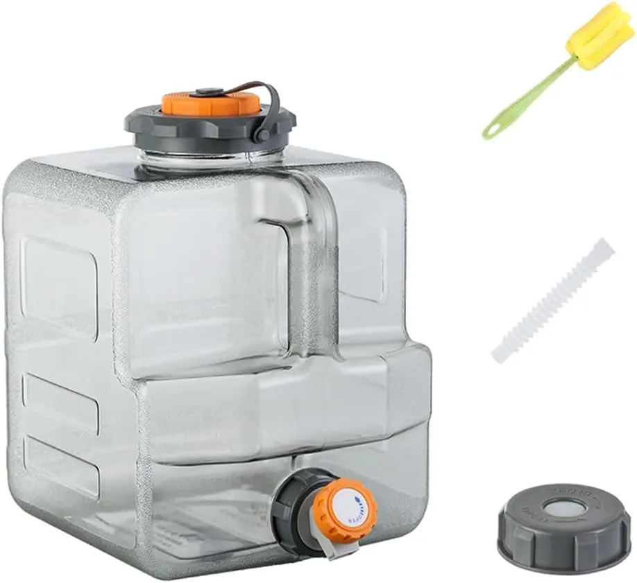 Water Jug Camping Water Container with Faucet 2.64 Gallon/12L No Leakage Car Water Bucket Portable Large Capacity Water Jug for Outdoor Hiking, Picnic (square)