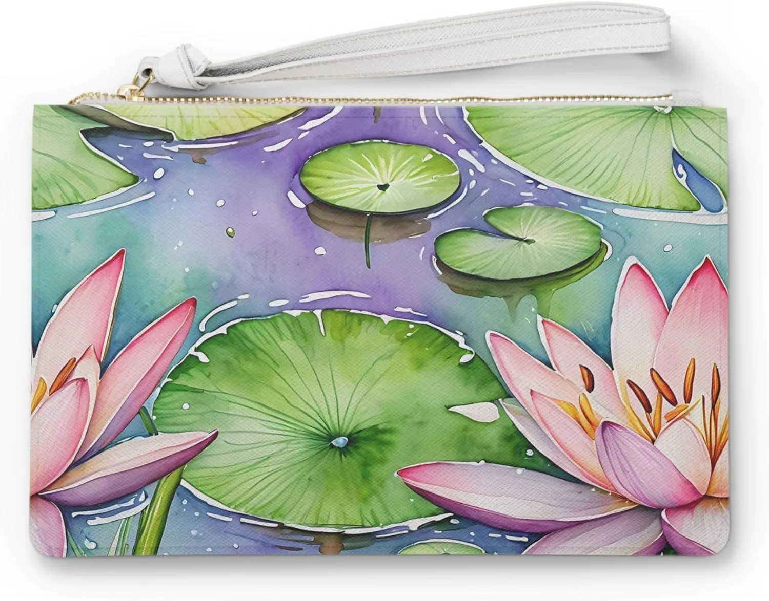 Water Lily Floral Clutch Bag, Eco-Friendly Purse, Spring Summer Handbag, Stylish Accessory for Parties