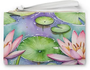 Water Lily Floral Clutch Bag, Eco-Friendly Purse, Spring Summer Handbag, Stylish Accessory for Parties
