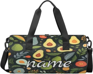 Watercolor Fruits Avocado Custom Duffel Bags Weekender Bags Custom Sport Duffel Bag Carry on Overnight Weekender Bag