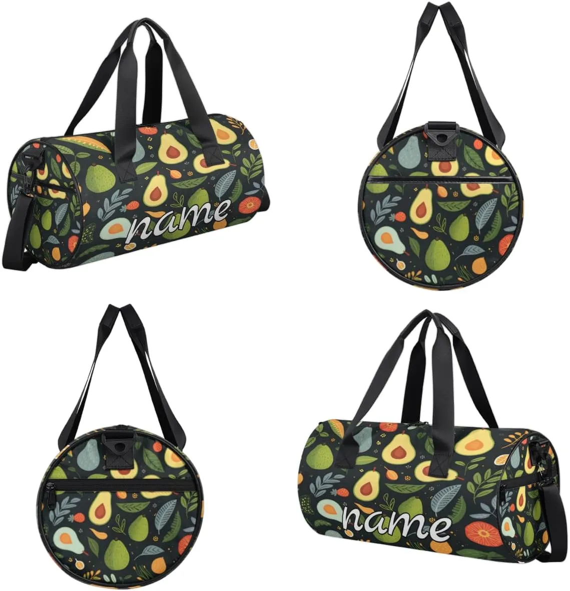 Watercolor Fruits Avocado Custom Duffel Bags Weekender Bags Custom Sport Duffel Bag Carry on Overnight Weekender Bag