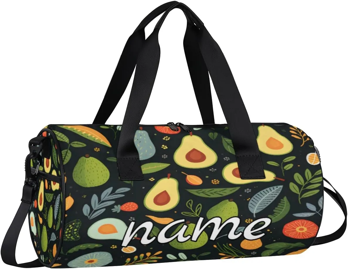 Watercolor Fruits Avocado Custom Duffel Bags Weekender Bags Custom Sport Duffel Bag Carry on Overnight Weekender Bag