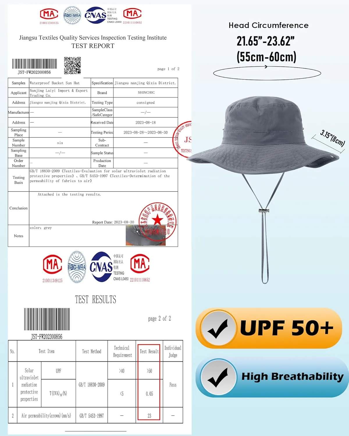 Waterproof Bucket Rain Hat for Women Wide Brim Summer UPF50  Cowboy Sun Hat Men Foldable Soft Floppy Beach Hat