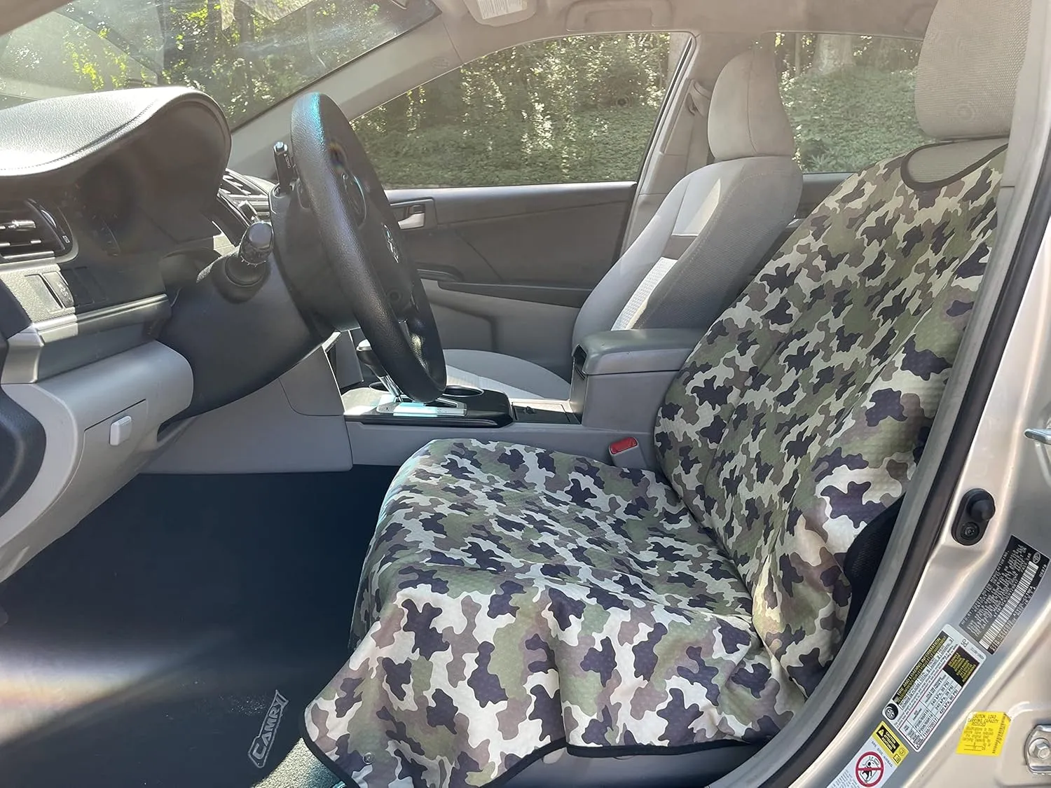 Waterproof Car Seat Cover for Leather & Cloth Seats, Universal Fit Anti-Slip Bucket Seat Protector for Auto, SUVs, Trucks, Machine Washable Slip on/Off. (Woodland Camo)