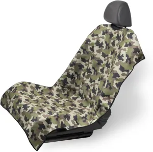 Waterproof Car Seat Cover for Leather & Cloth Seats, Universal Fit Anti-Slip Bucket Seat Protector for Auto, SUVs, Trucks, Machine Washable Slip on/Off. (Woodland Camo)