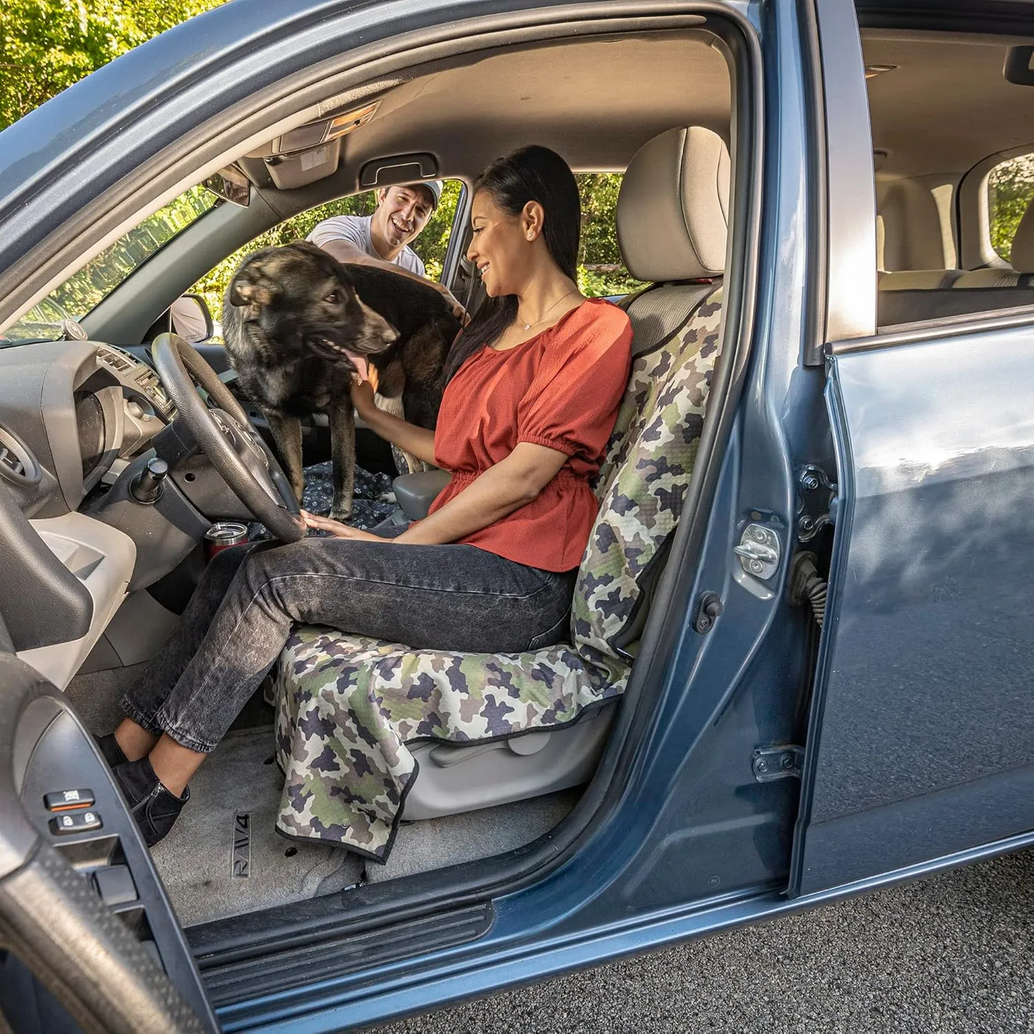 Waterproof Car Seat Cover for Leather & Cloth Seats, Universal Fit Anti-Slip Bucket Seat Protector for Auto, SUVs, Trucks, Machine Washable Slip on/Off. (Woodland Camo)