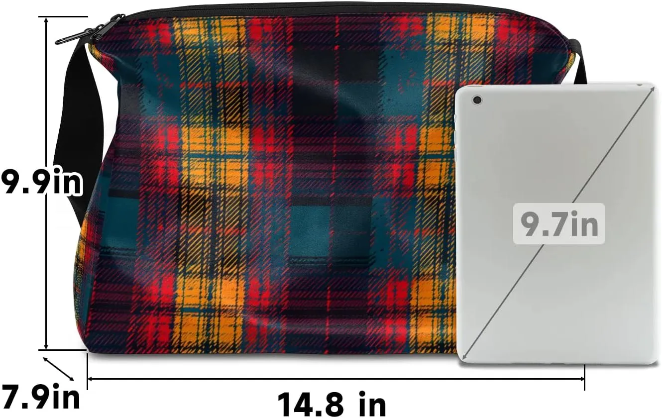 Weekend Bag Abstraction Plaid Patterns Lightweight Carry On Duffel Bag Waterproof Gym Bag Pu Leather Duffle Bag for Workout Travel Sport