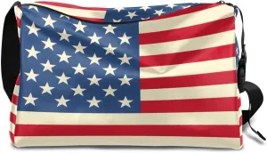 Weekend Bag America Flag Patterns Lightweight Carry On Duffel Bag Waterproof Gym Bag Pu Leather Duffle Bag for Workout Travel Sport