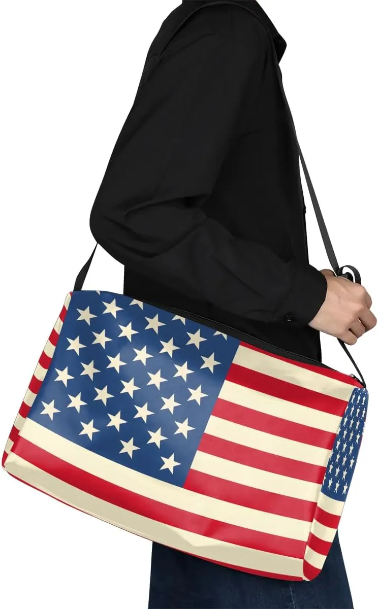 Weekend Bag America Flag Patterns Lightweight Carry On Duffel Bag Waterproof Gym Bag Pu Leather Duffle Bag for Workout Travel Sport
