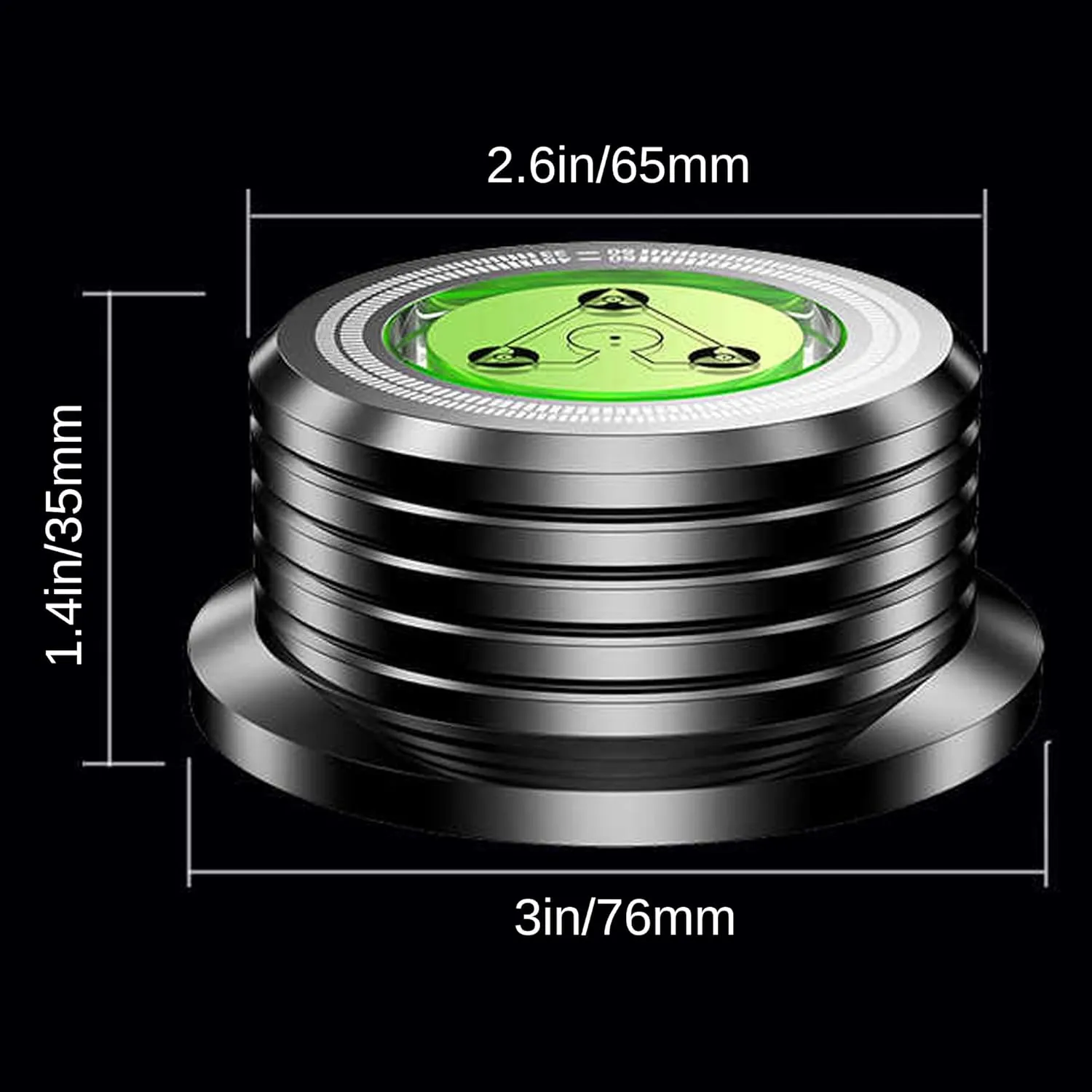 Weight Stabilizer, 60Hz LP 9.5oz Disc Turntable Level 45RPM Strobe Making 3 in 1 Puck, Vinyl Clamp With Bubble Level for Phonograph Record Players