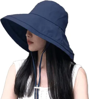 Wide Brim Bucket Hat - UPF50  Protection Travel Beach Sun Hat with Semi-Rigid Adjustable Foldable Brim