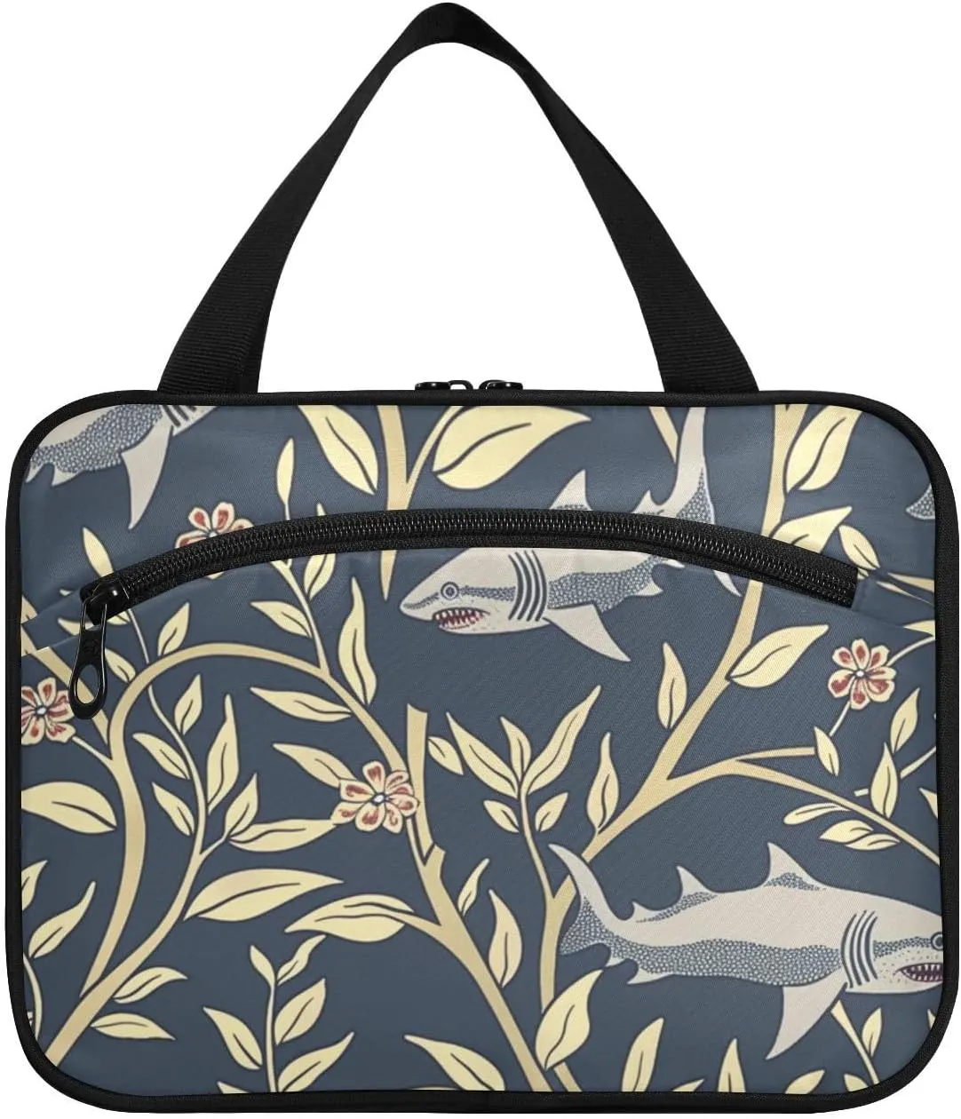 William Morris fish sea Floral hanging travel toiletries bag with hook, designer chic for women must haves bolsas para maquillaje de mujer L