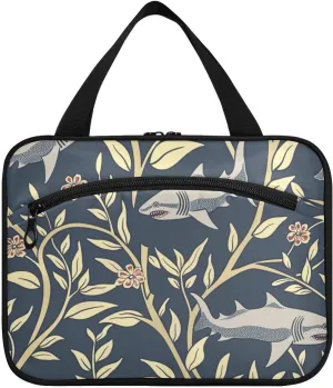 William Morris fish sea Floral hanging travel toiletries bag with hook, designer chic for women must haves bolsas para maquillaje de mujer L