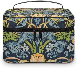 William Morris Strawberry Thief Floral Fashionable Portable Makeup Bag, Travel Makeup Bag Storage,