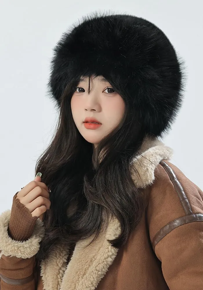 Winter Faux Fur Bucket Hat WomenFuzzy Fur Warm Hat Women's Furry Fisherman Cap Casual Trendy Trips Sports Skiing Cap