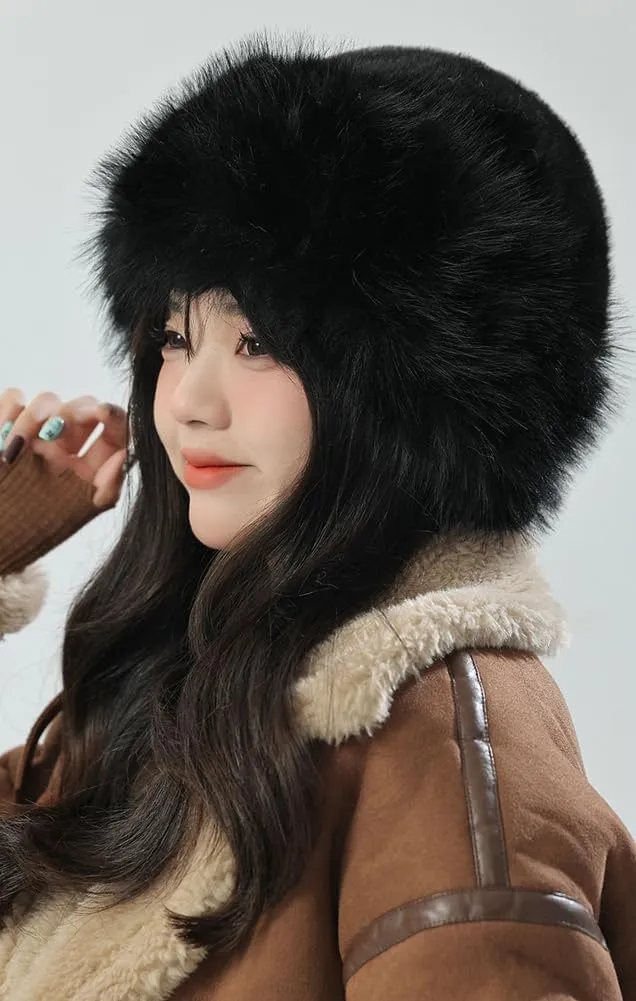 Winter Faux Fur Bucket Hat WomenFuzzy Fur Warm Hat Women's Furry Fisherman Cap Casual Trendy Trips Sports Skiing Cap