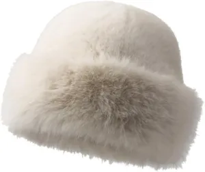 Winter Faux Fur Bucket Hat WomenFuzzy Fur Warm Hat Women's Furry Fisherman Cap Casual Trendy Trips Sports Skiing Cap